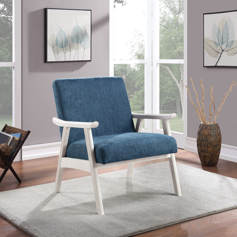 Albury Upholstered Accent Chair, Navy 100% Polyester, White