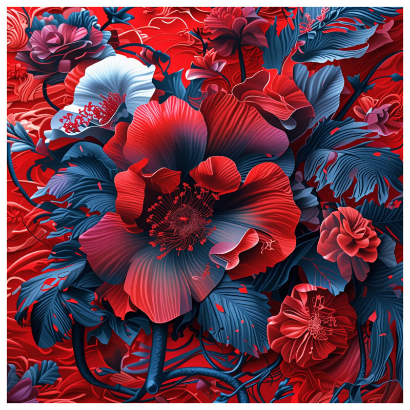 Coussins décoratifs rouges et bleus, 14 X 14 pouces
