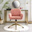 Chaise de bureau rose, chaise de bureau en poils de lapin artificiel, avec base en métal doré, chaise de bureau pivotante réglable, chaise de coiffeuse-1793790052