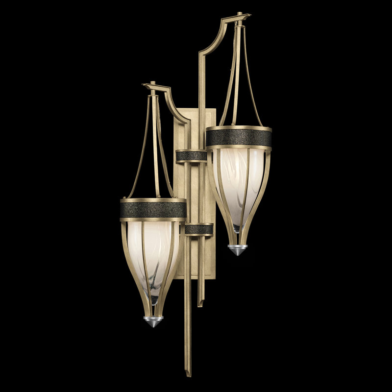 Applique murale H 41,5 po Mirage, Nickel / feuille d'or doux, Chevalier noir