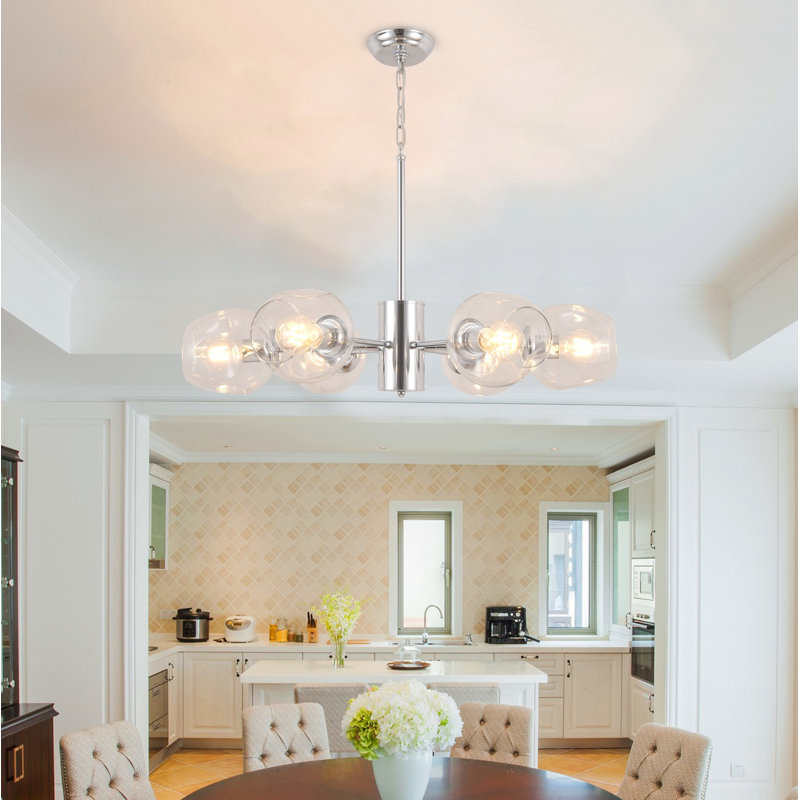 Kye 6 - Light Dimmable Sputnik Novelty Chandelier, Silver