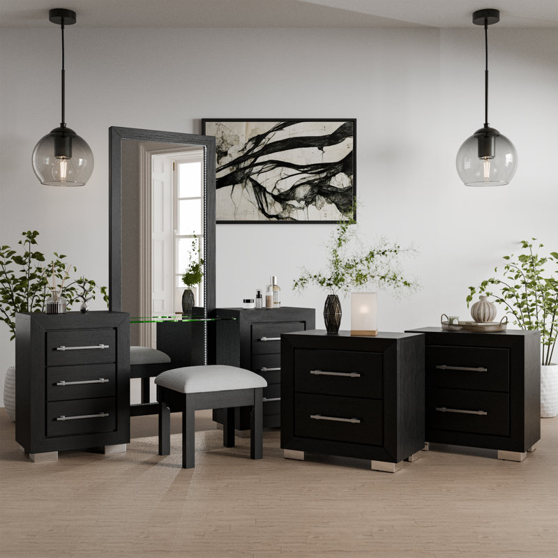 Ensemble de coiffeuse avec table de chevet 3 pièces Bellête