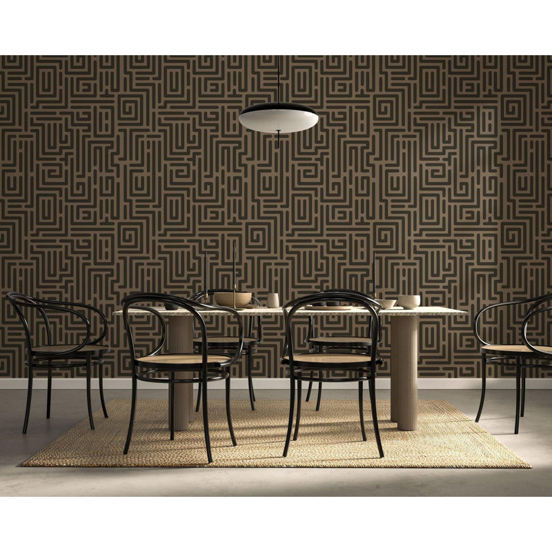 Diallo - Wallpaper by Sabrina Yvonne, Mocha, Faux Grasscloth, Non-pasted