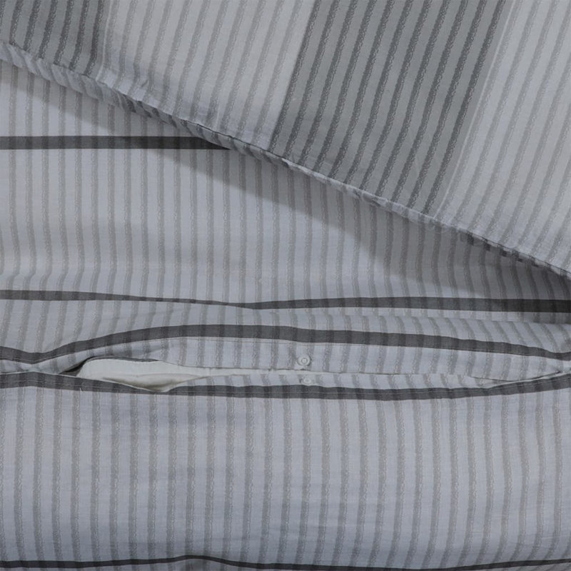 Grey Microfibre Duvet Cover Set, 260 x 220 cm - 2 Pillowcases (50 x 75 cm), Light Grey Striped