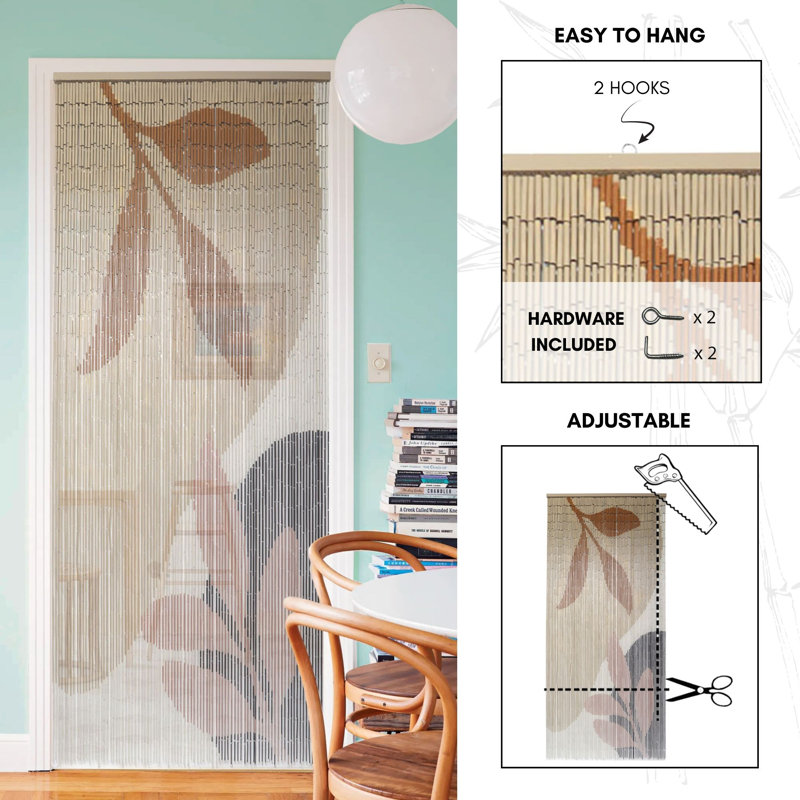 Bamboo Sheer Single Curtain Panel Beaded Curtain
