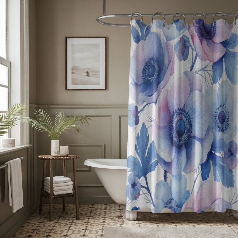Rideau de douche standard 1 pièce Elegant Anemones, H 74 po x l 71 po