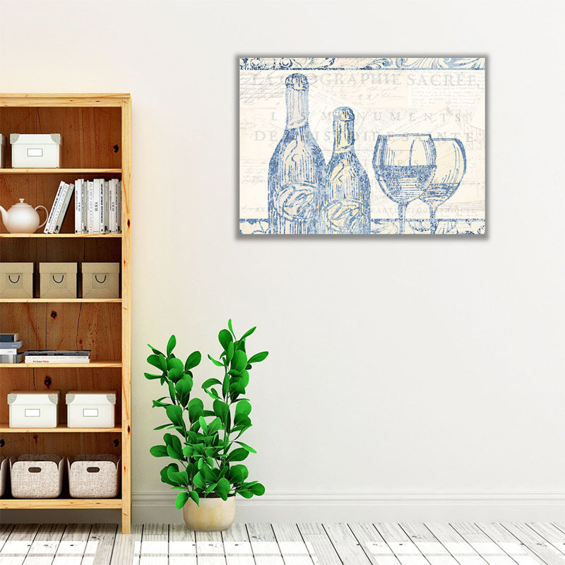 «Wine Sketch», reproduction d'art sur toile, H 12 po x l 16 po