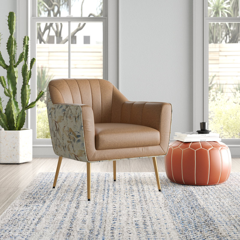 Dressler Upholstered Armchair, Brown Faux Leather