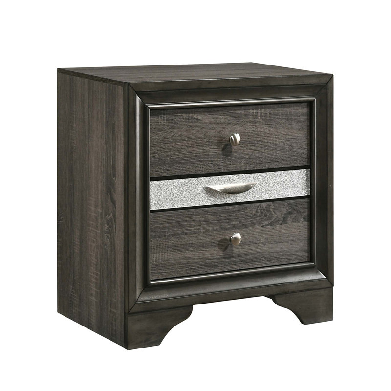 Table de chevet 3 tiroirs, Gris