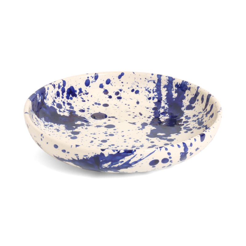 Blue Splatter Shallow Bowl