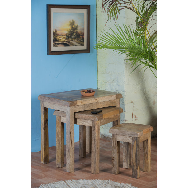 Shoreditch Solid Wood Nesting Tables, Light Brown