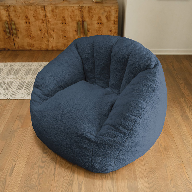 Pouf Big Joe Cloudberry, assise structurée en mousse, motif bouclé Teddy, bleu ardoise, pour adultes, Adultes, Slate Blue