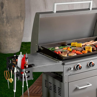 Grill Accessory Holder For Blackstone 28" - 36" Griddles With Magnetic Tool Holder And 6 J-Hooks