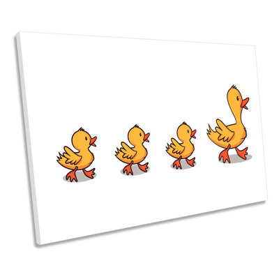 Rubber Ducks Bathroom Cartoon - Wrapped Canvas Print