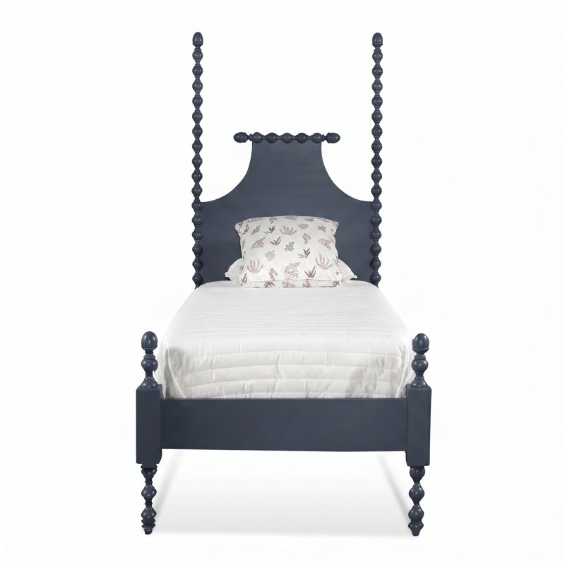 Emily Spindle Four Post Bed, Twin, Navy