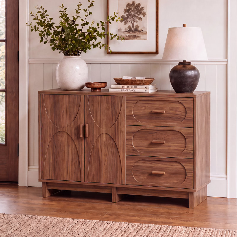 Buffet de 47 pouces avec 3 tiroirs et tablettes ajustables, 33.46'' H x 47.27'' W x 15.75'' D