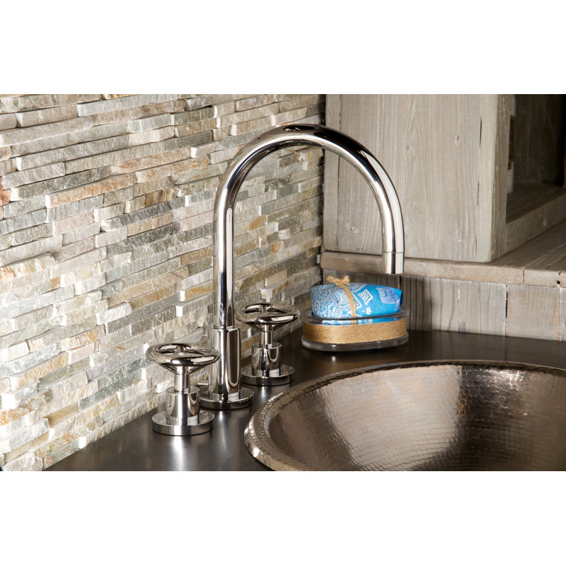 Slater Widespread Bathroom Faucet with Drain Assembly, Forever Brass