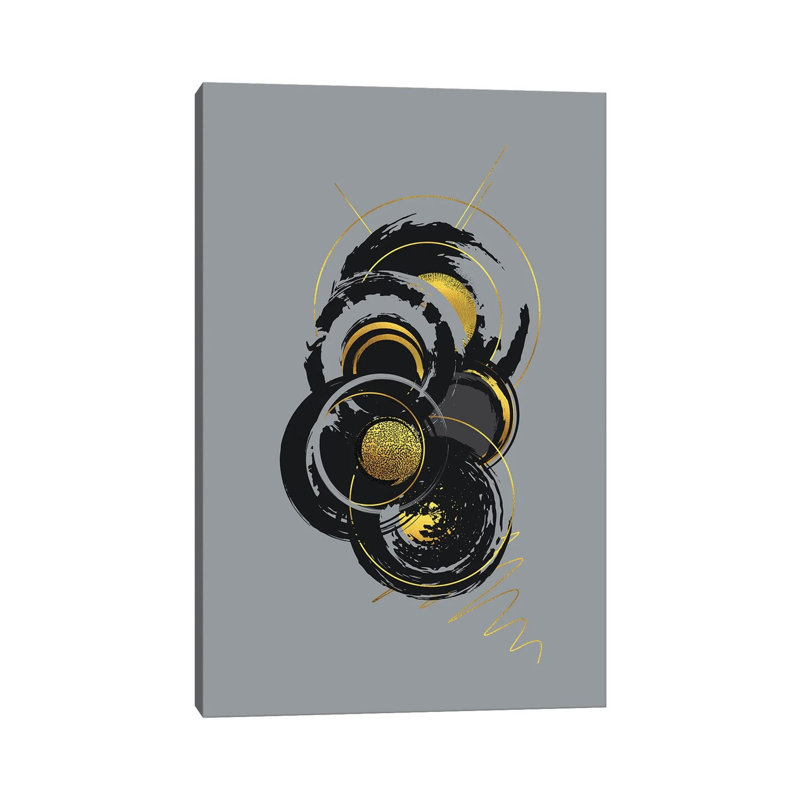 Dynamic Art VII Gold - Circle of Life 1 Piece Wrapped Canvas Painting, 20.32 cm H x 30.48 cm W