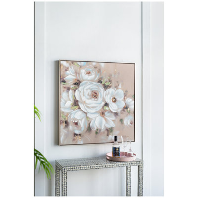 36" X 36" Square Framed Wall Art Flower Canvas Print, Home Decor For Living Room Kitchen Foyer Office