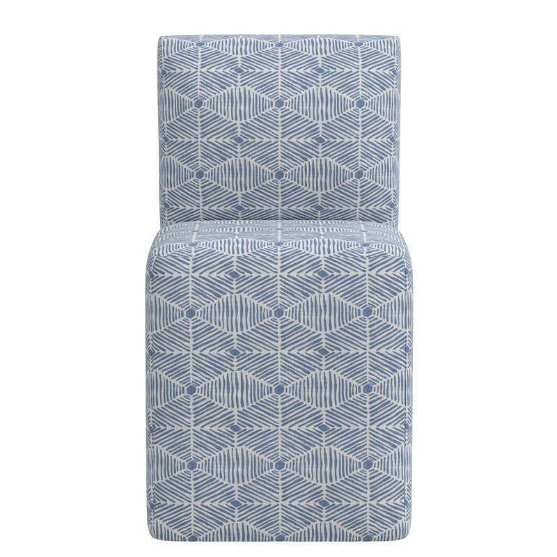 Chaise parsons en coton Traudl, Bleu délavé diamant peint
