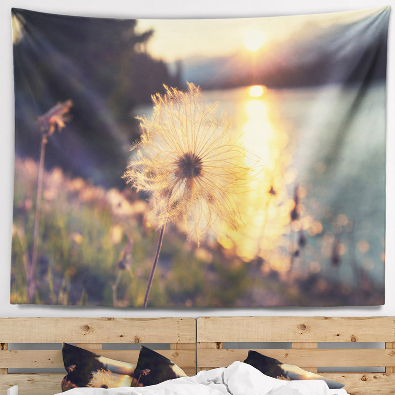 Tapisserie floral en coton arctique à coucher de soleil, H 50 po x l 60 po
