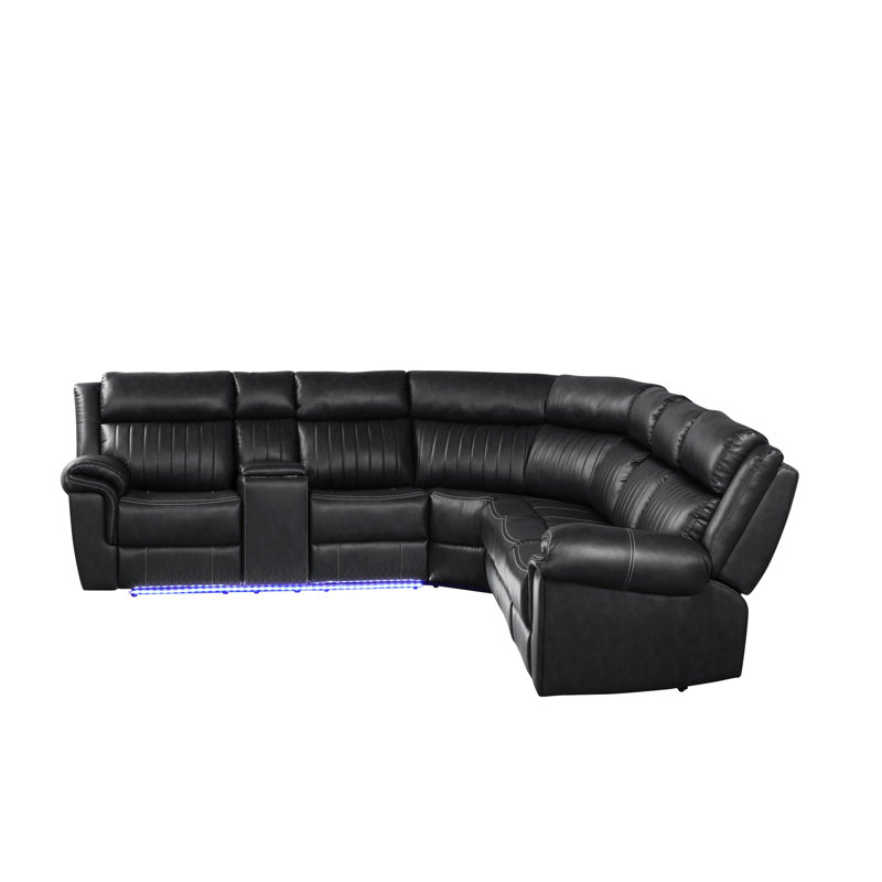 Briehn 3 - Piece Upholstered Sectional, Black