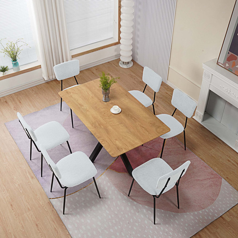 Chaise de salle à manger rembourrée Otelia, Blanc, Ensemble 6 pièces