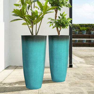Ensemble de 2 pots à fleurs surdimensionnés en faux cobalt 30 po