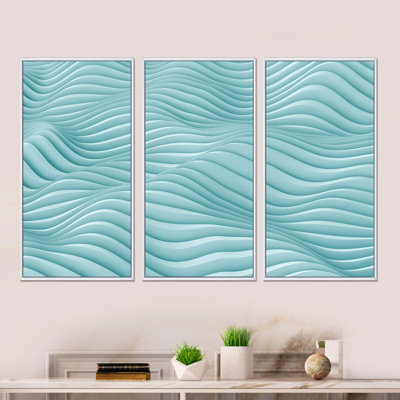 " Fractal Rippled Blue 3D Waves " 3 - Pieces