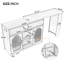 Buffet extensible et îlot de cuisine avec prises de courant, portes en verre rainuré, tablettes de rangement ouvertes, porte-bouteilles-133704586