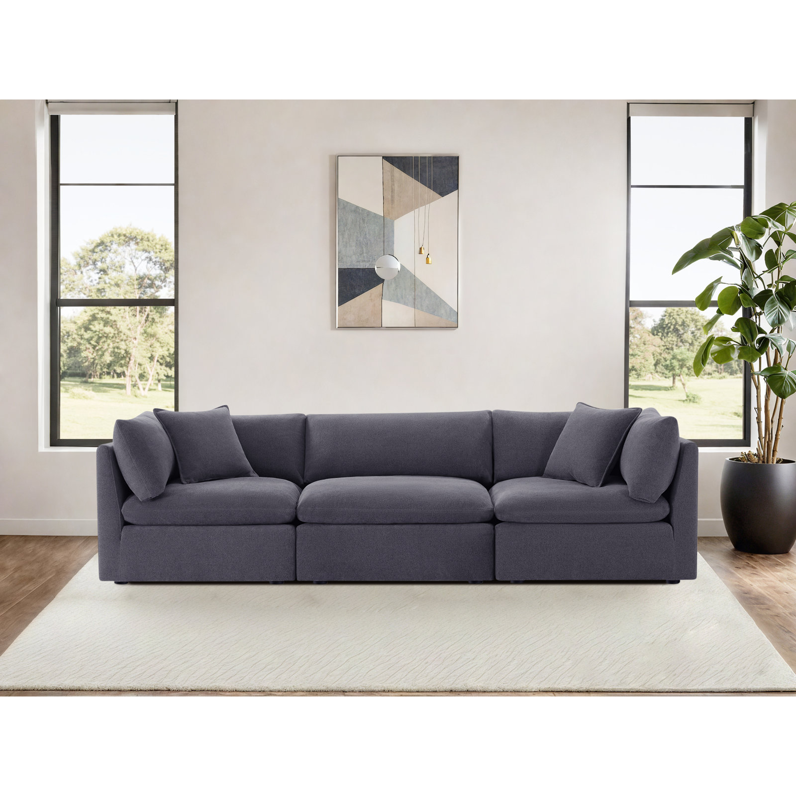 Annabella 122" Modular Sofa, Willow Zinc Performance Chenille
