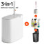 Ensemble de poubelle de salle de bain JOYBOS, avec porte-brosse de toilette et 78 recharges, poubelle de 2 gallons avec couvercle escamotable, poubelle mince pour salle de bain et véhicule récréatif-124794985