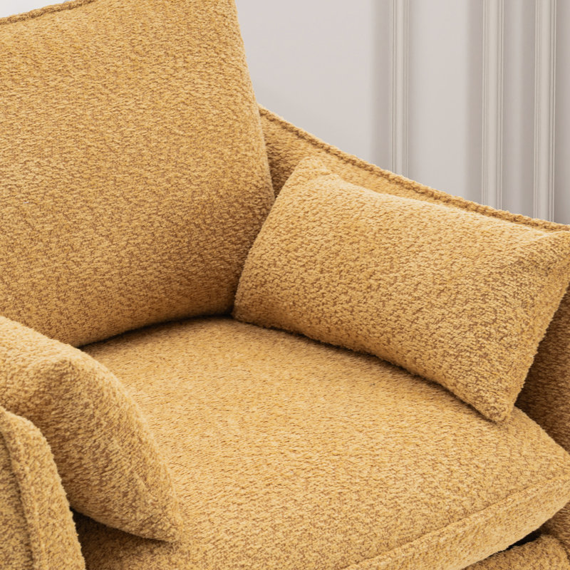 Fauteuil d'appoint rembourré l 35,8 po avec coussins, Jaune