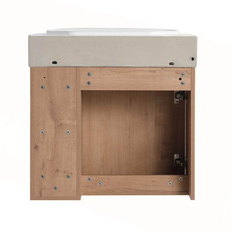Meuble-lavabo mural de 24 po avec lavabo en céramique blanche et porte à fermeture en douceur, conception écologique et durable