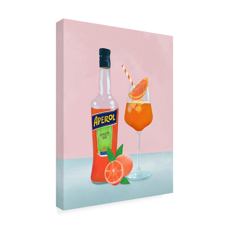 Aperol Spirz sur toile, H 19 po x l 14 po x P 2 po