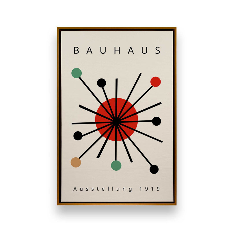 «Bold Bauhaus Burst», reproduction sur toile, H 30,75 po x l 20,75 po, Cadre flottant doré