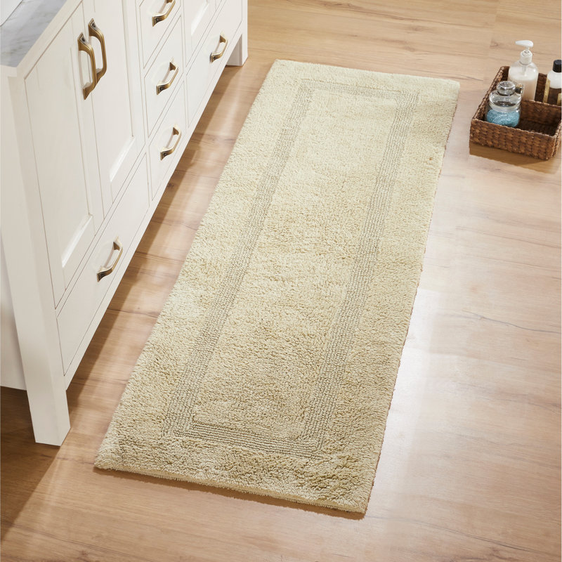 Rozanne Reversible Cotton Bath Rug, Sand, 20" x 60" Runner