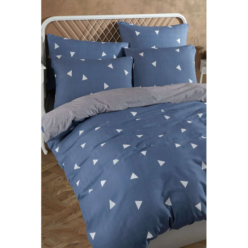 Super King Quilt Cover Set, Blue, 102.4 x 86.6 Inches | 65% Cotton / 35% Polyester, 120 Thread Count | Includes 2 Pillowcases (19.7 x 31.5 Inches), Machine Washable, Stylish & Comfortable Duvet Cover with Button Closure