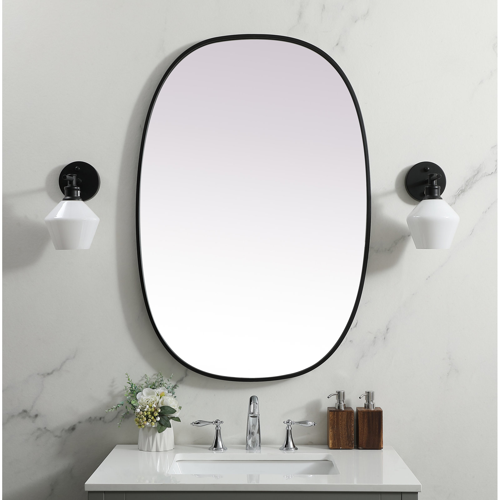 Sabine 30" Accent Mirror, Black, 40" x 27"