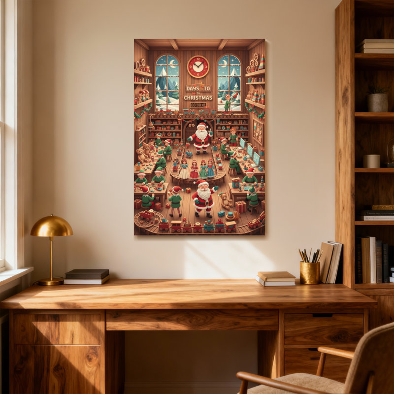 Scène de compte à rebours de Noël, H 40 po x l 28 po