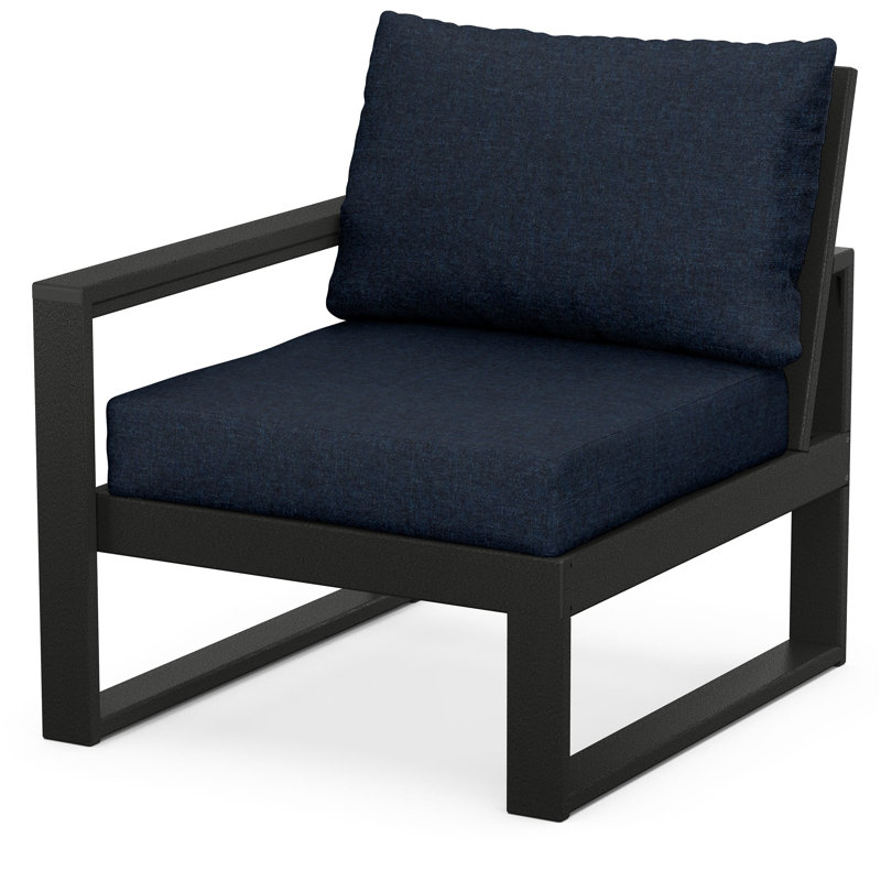 POLYWOOD Outdoor Lounge Chair, Black, Marine Indigo