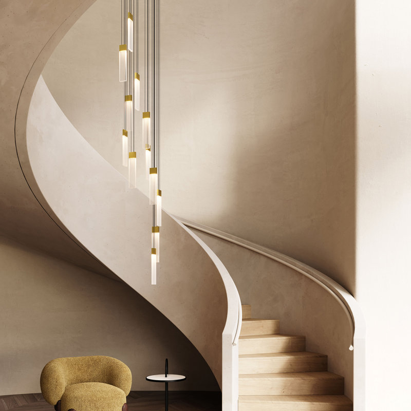 V Panels 6 - Light LED Pendant, Brass