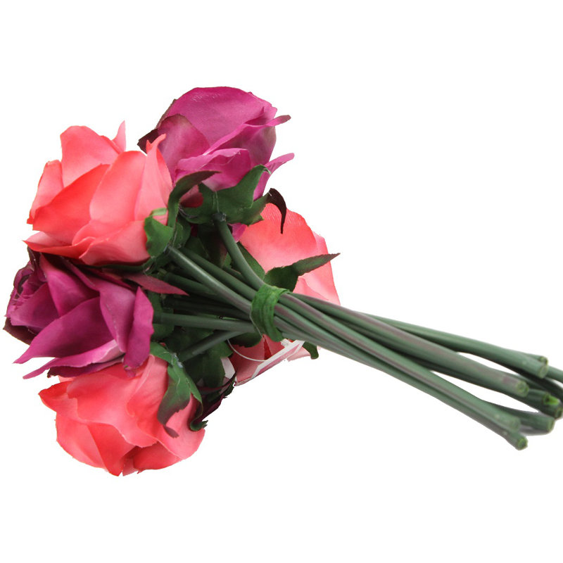 12 tiges de rose artificiel, Mélange Rose / Lilas