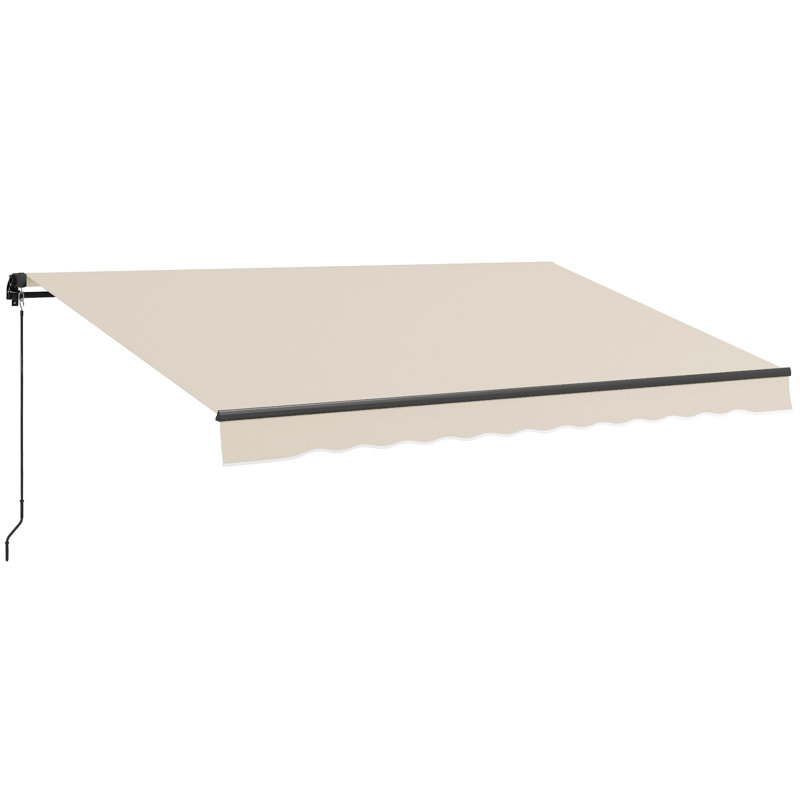 Outsunny Polyester Cover Retractable Patio Awning, Beige, Solid Color, 156" W x 59" D