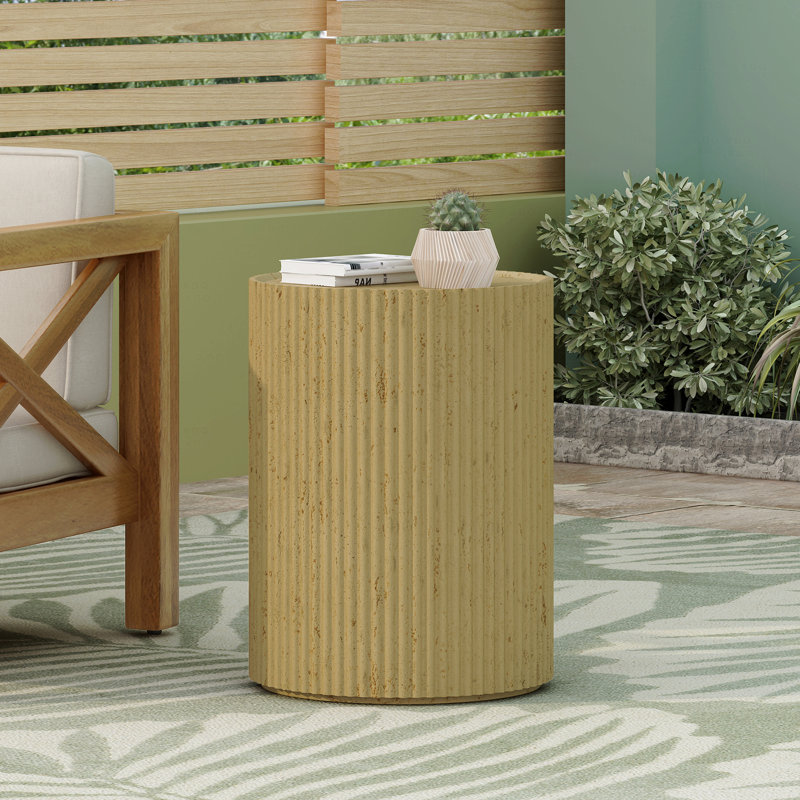 Table d'appoint cylindrique Mgo, texture bois