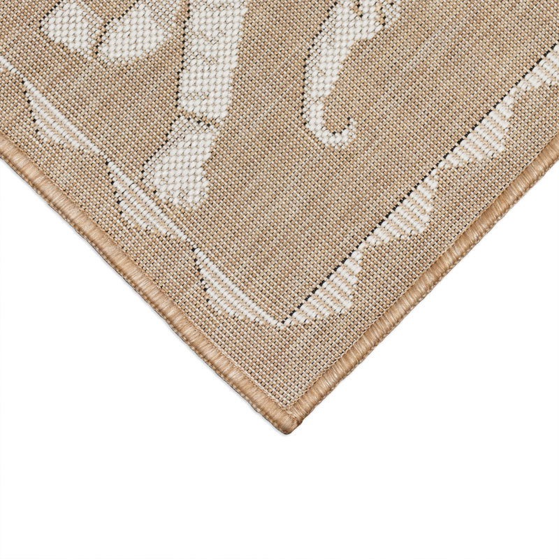 Tapis intérieur / extérieur Humberto Marching Elephants, Rectangle 3 pi 3 po x 4 pi 11 po, Sable