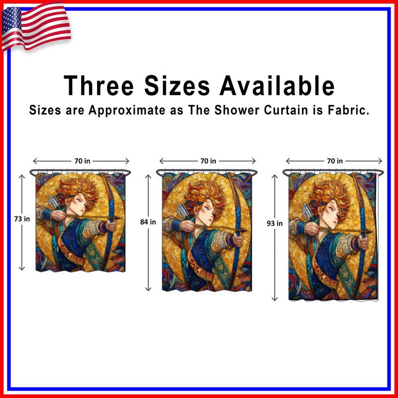 Stained Glass Archer Shower Curtains Extra Long, 70in W x 93in H