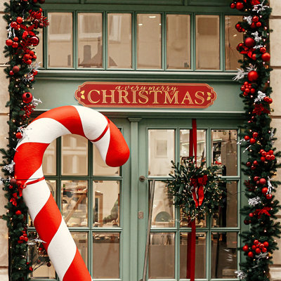 Large Horizontal Metal Merry Christmas Sign for Porch Mantel Holiday Decor, Vintage Farmhouse Festive Hanging Wall Plaque