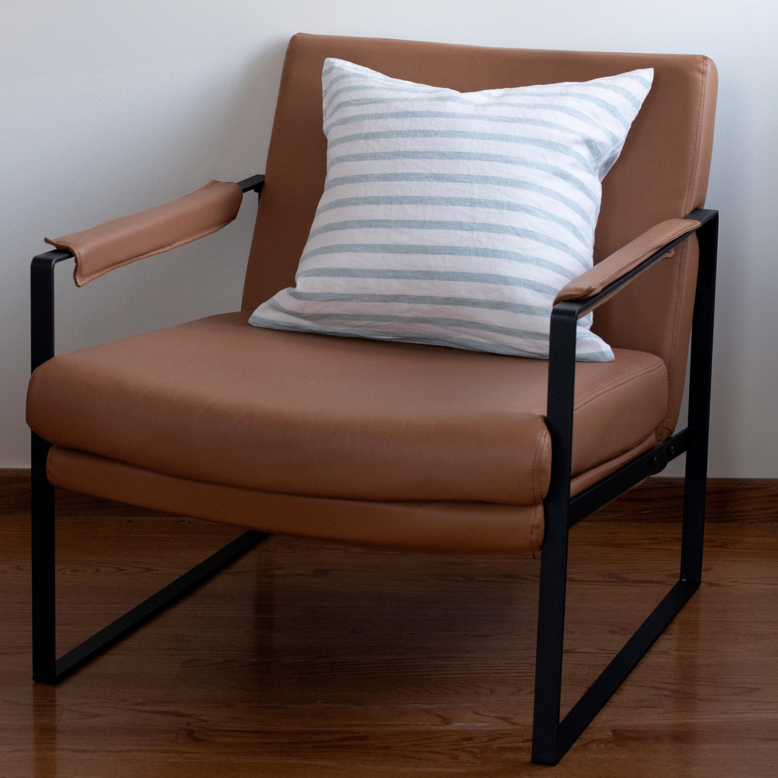 100% French Linen Pillow Sham, Square 20", Cream & Wave Stripe, Pillow Cover Only - No Insert