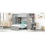 Lit mezzanine simple avec lit autonome, tablettes, bureau et garde-robe-877179965